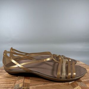 Crocs Isabella Sandals Strappy Brown Jelly Slip-On Comfort Shoes Women's Size 10